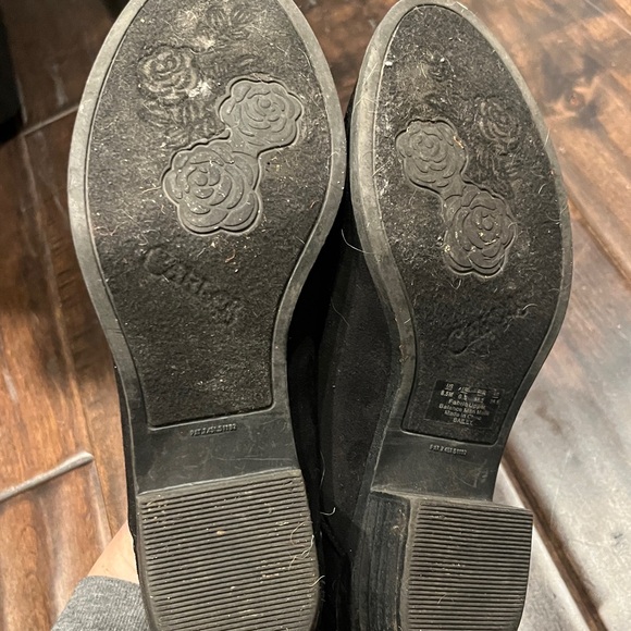 Faux Suède Studded Black Ankle Boots - Picture 3 of 5